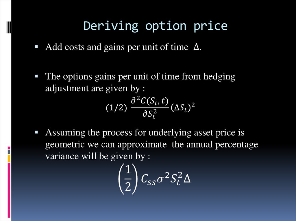 Deriving option price