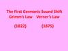 The First Germanic Sound Shift Grimm’s Law. Verner’s Law