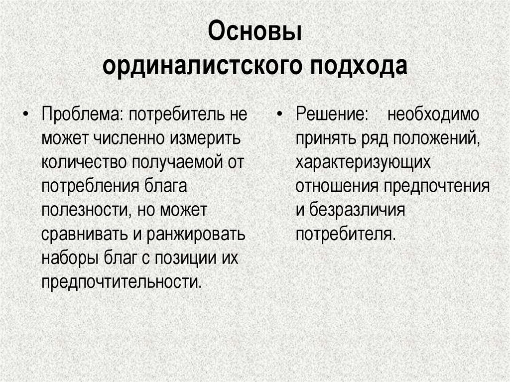 Подход проблема. Ординалистский подход. Теория потребительского поведения: ординалистский подход.. Принцип предпочтения ординалистский подход. Ординалистский подход плюсы и минусы.