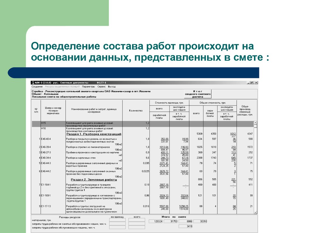 На основании данных представленных. Определение состава работ. Состав работ. Определение состава звена. Календарный график воспитания.