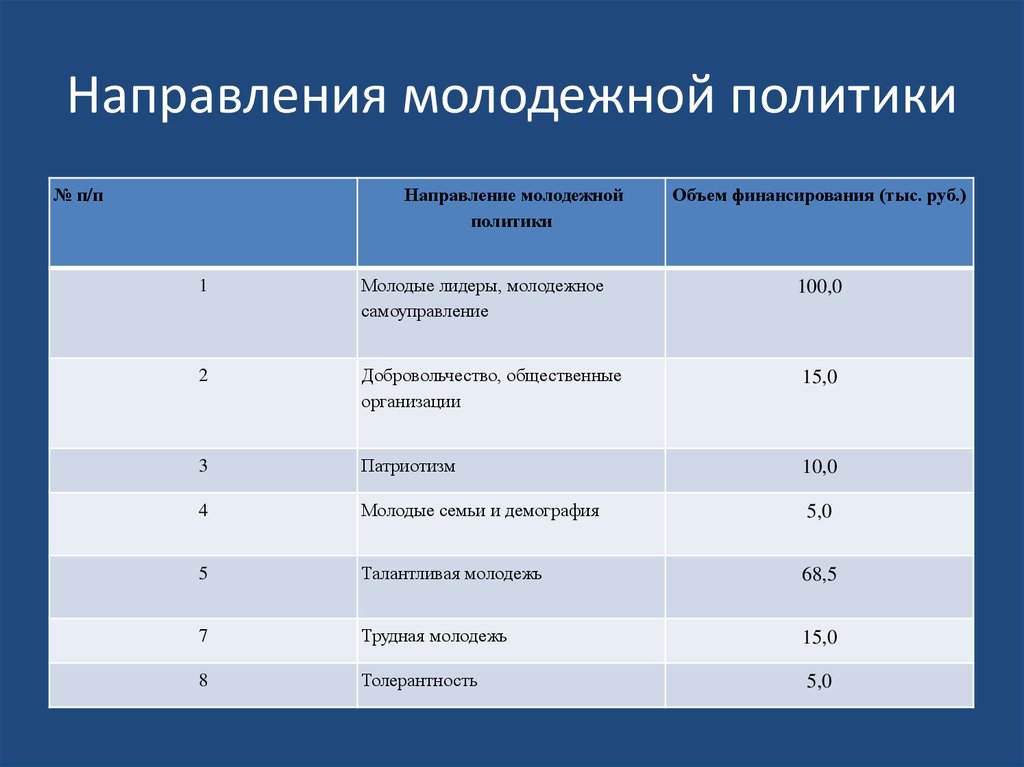 Проекты исследования молодежной политики