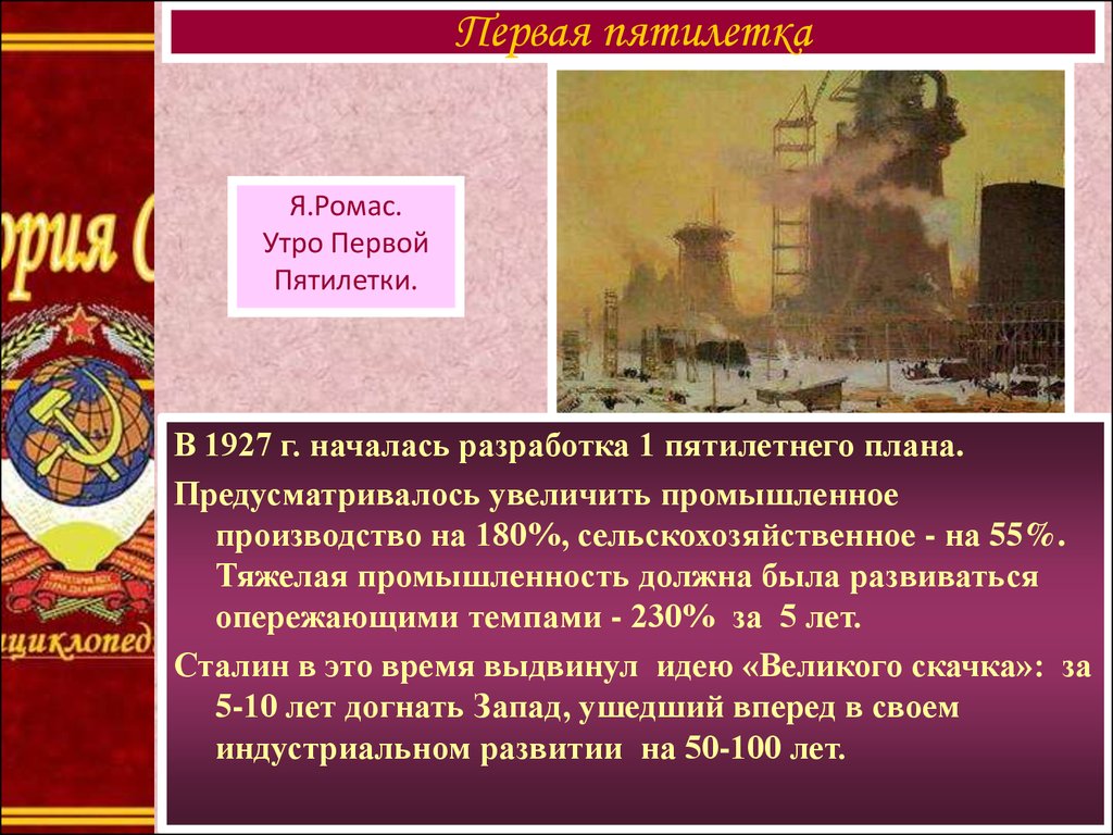 В каком году началось выполнение первого пятилетнего плана