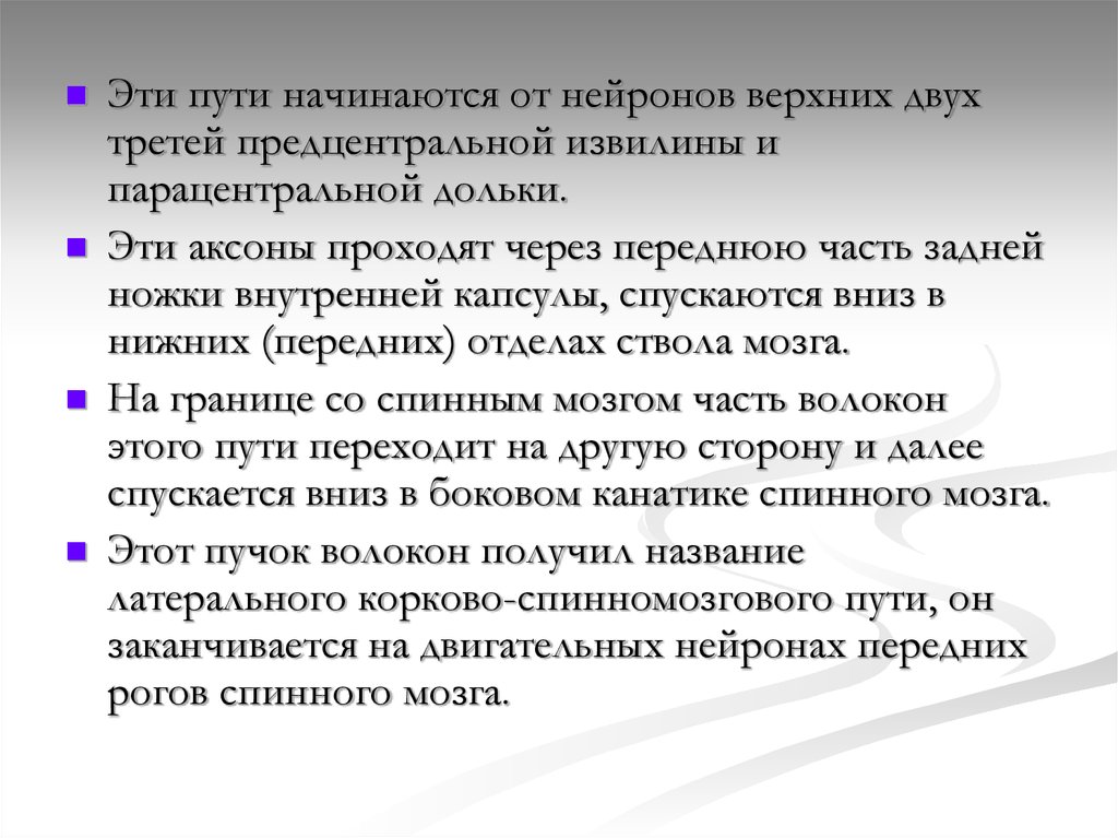 Путь начался. От нейронов предцентральной извилины начинаются пути. От нейронов предцентральный извилине начинаются пути. От нейронов прецентральной извилины начинаются пути.