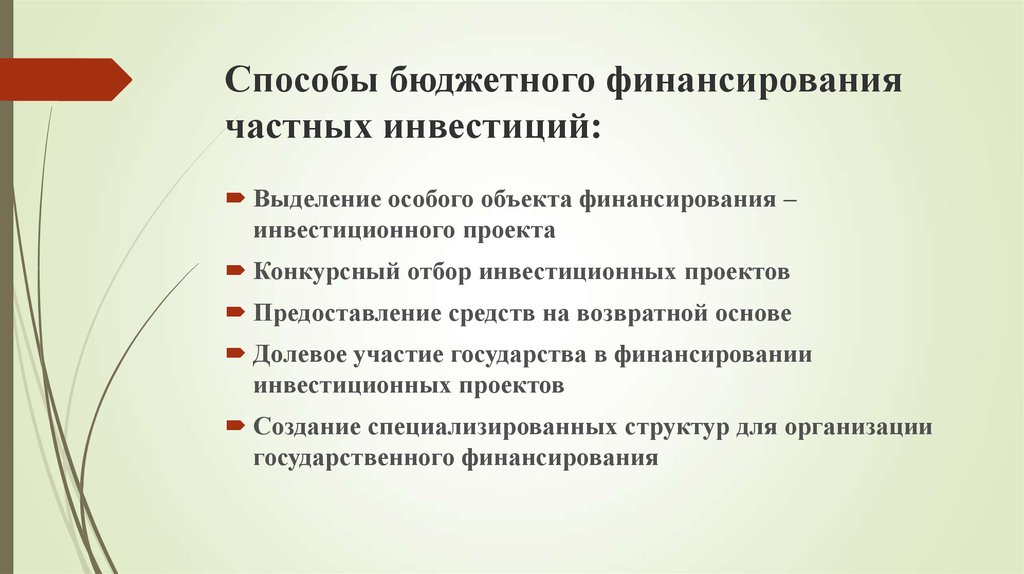 Участие государства в финансировании проекта проявляется в проектах типа