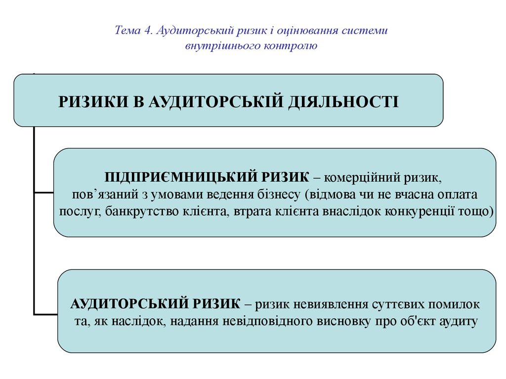 Тема 4. Аудиторський ризик і оцінювання системи внутрішнього контролю