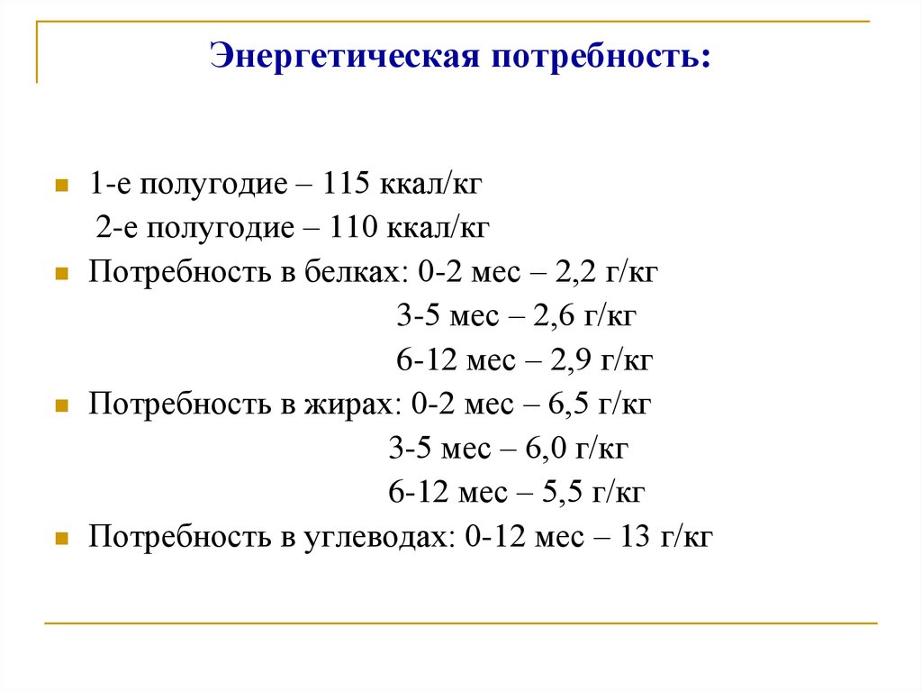 Энергетическая потребность ребенка