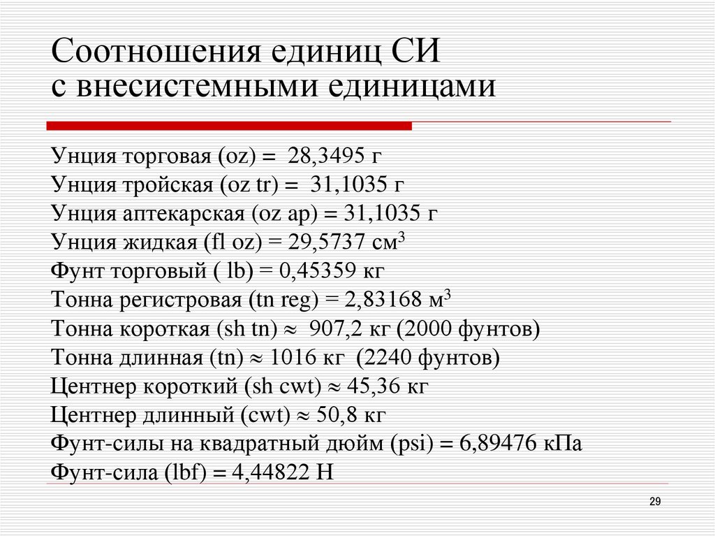 Перевести в международную систему единиц