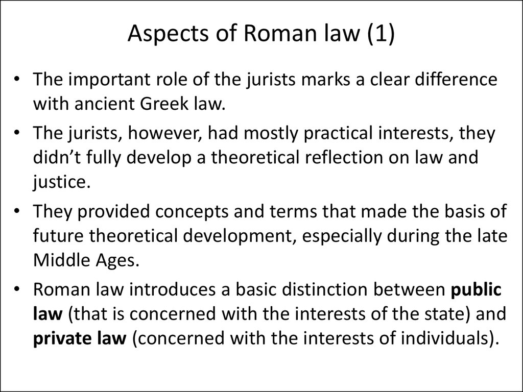 Aspects of Roman law (1)