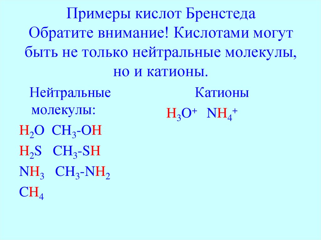 Группа кислот примеры