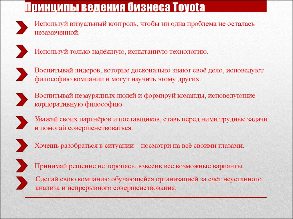 Принципы ведения бизнеса Toyota