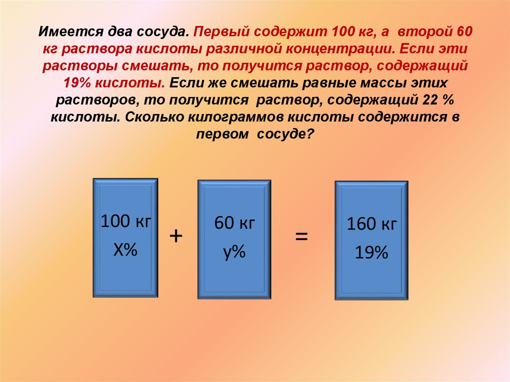 Первый сосуд содержит 30 кг