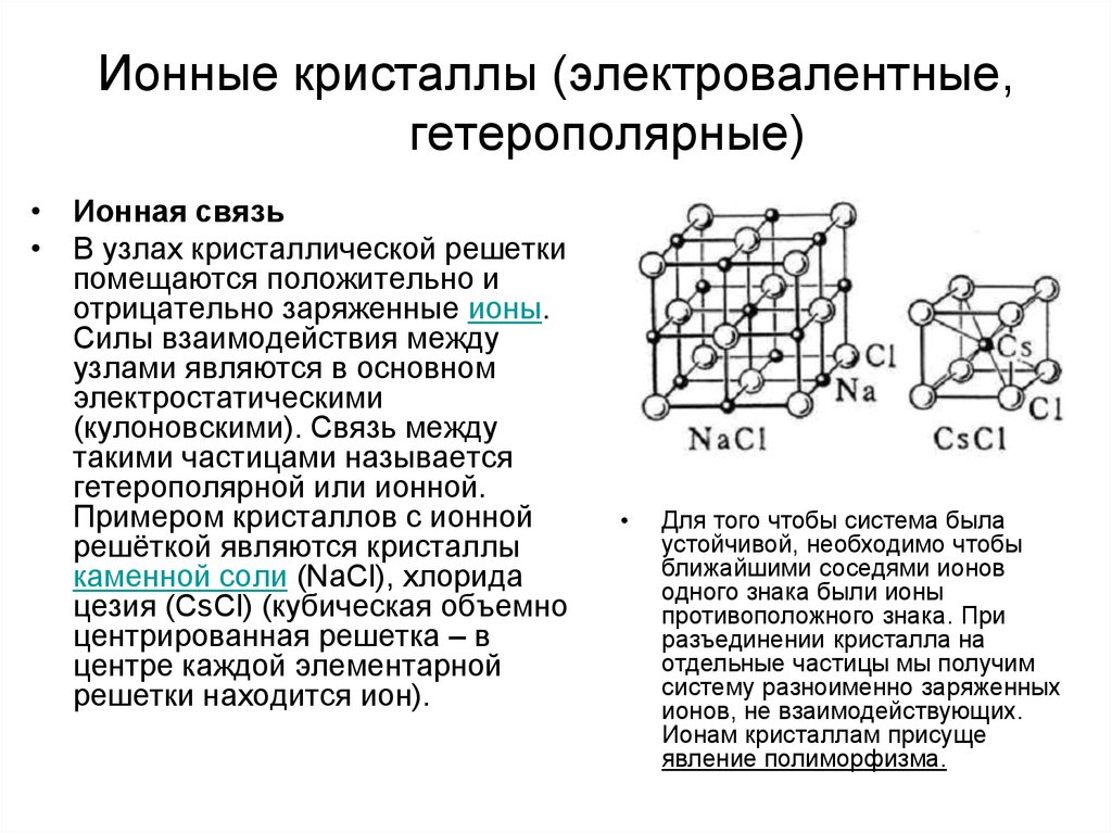 Ионная кристаллическая решетка примеры