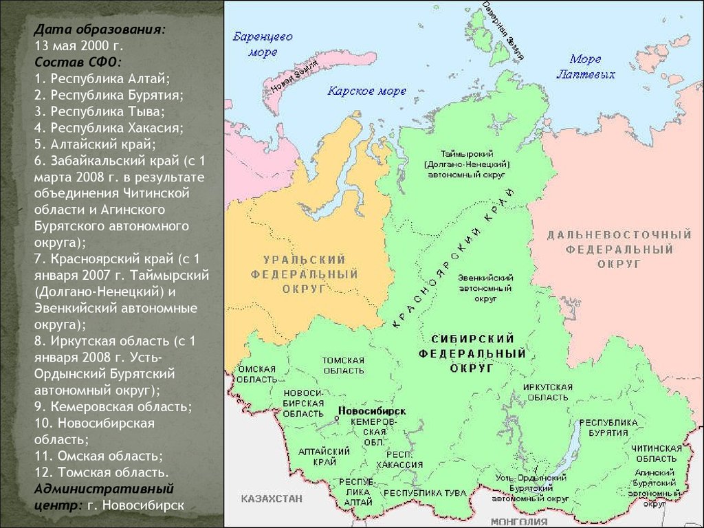 Карта областей западной сибири