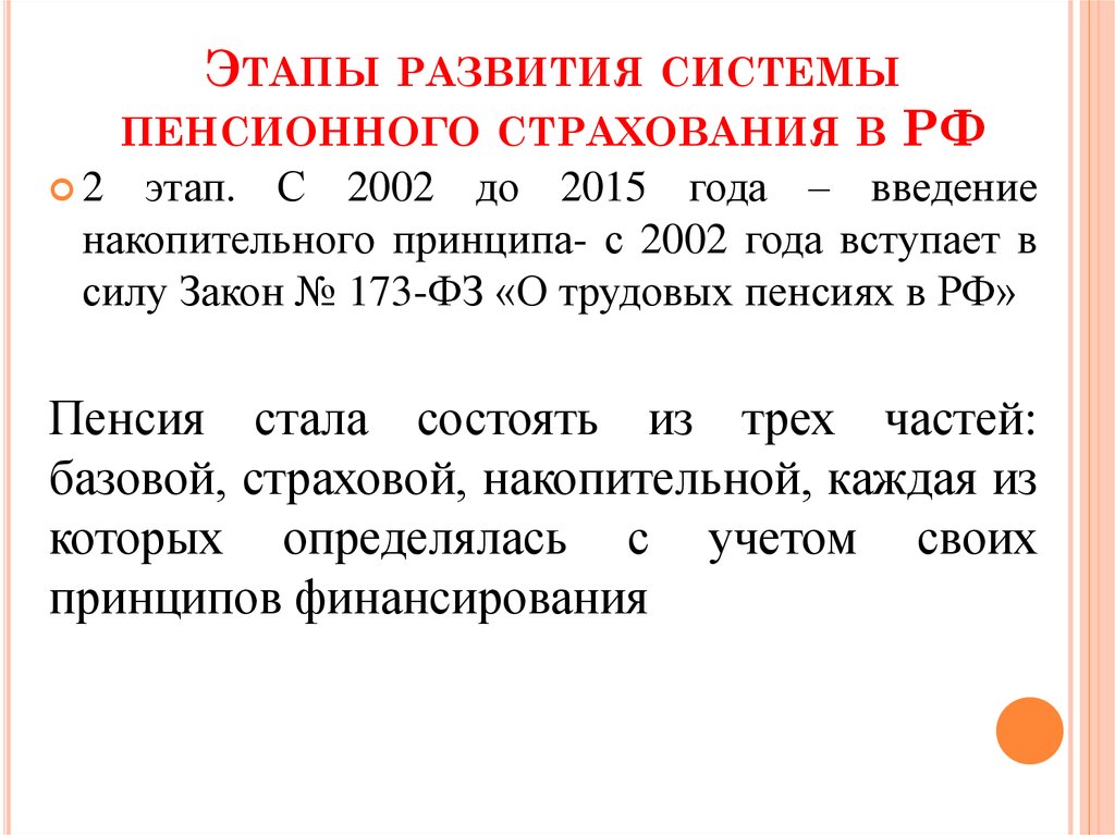 Этапы реформирования пенсионной системы рф презентация