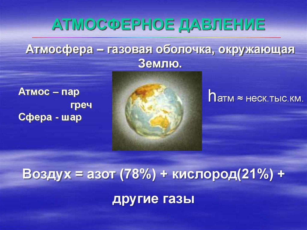 Презентация по атмосфере