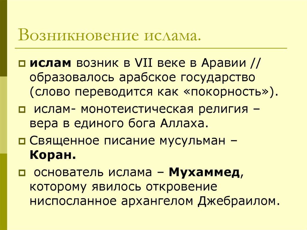 Ислам презентация 6 класс