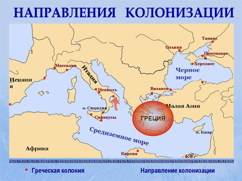 Где расположена колония. Греческая колонизация древнегреческие колонии. Древнегреческая колония Ольвия на карте. Греческие города колонии: Пантикапей, Херсонес. Древнегреческая колония Ольвия на контурной карте.