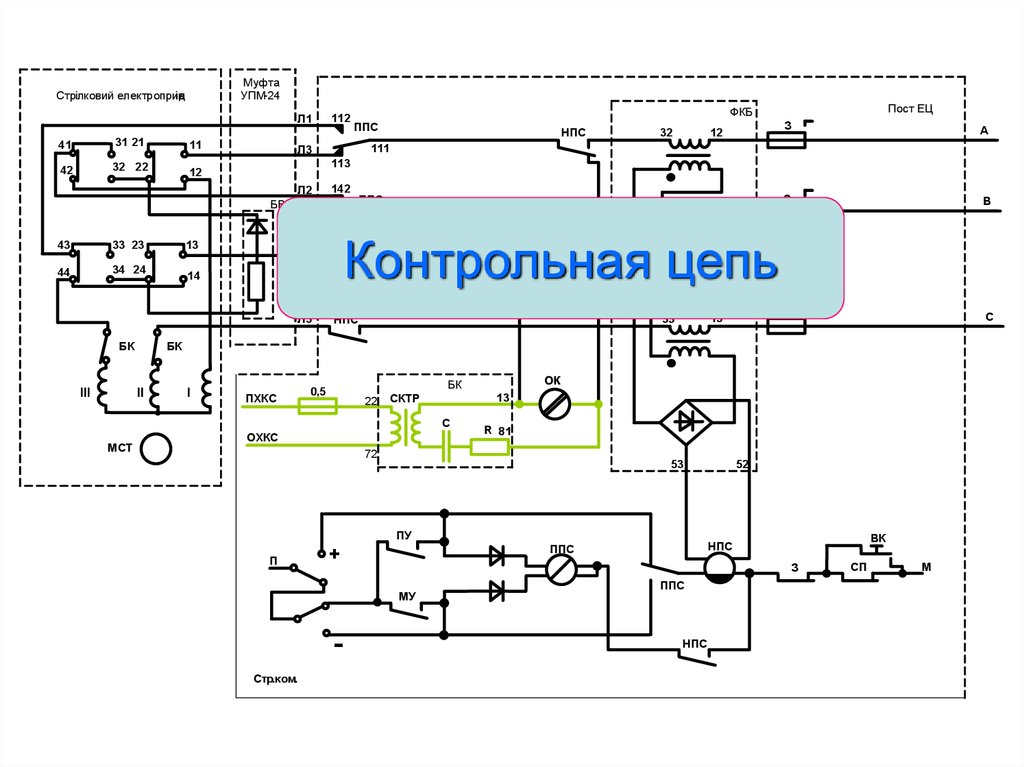 Схема пятипроводной стрелки