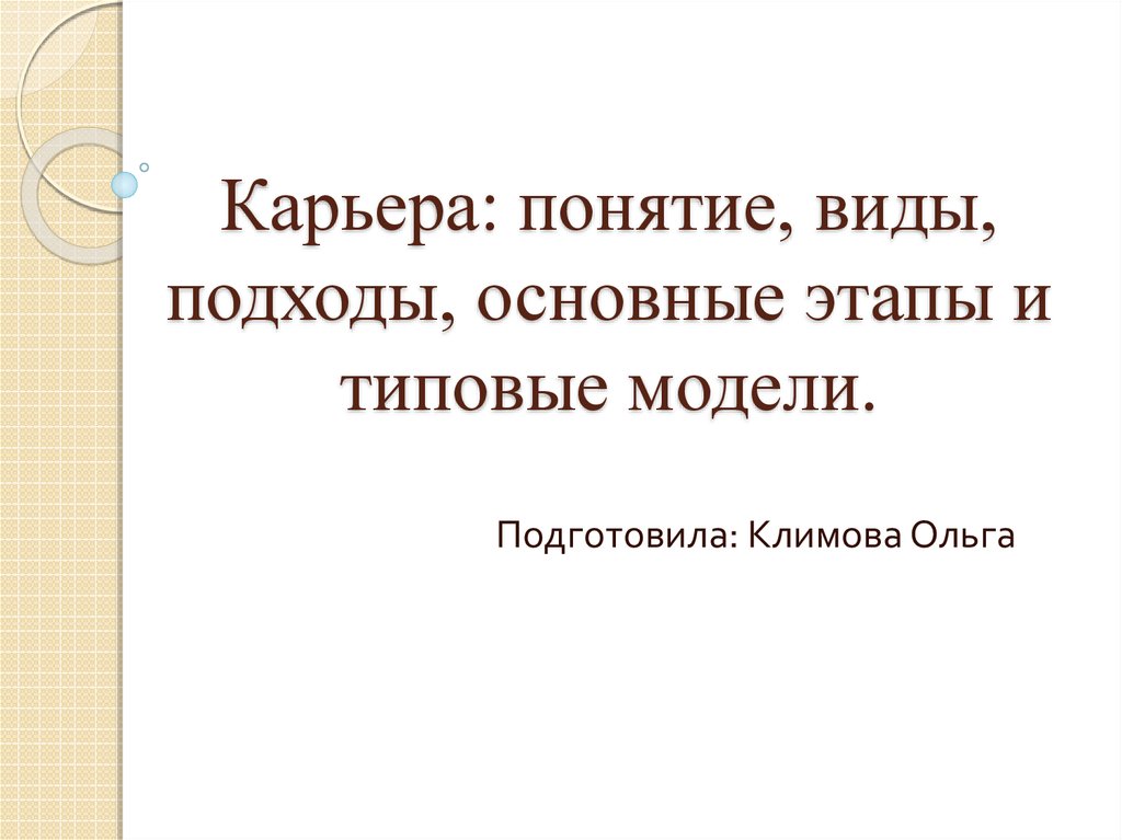 Понятие карьера