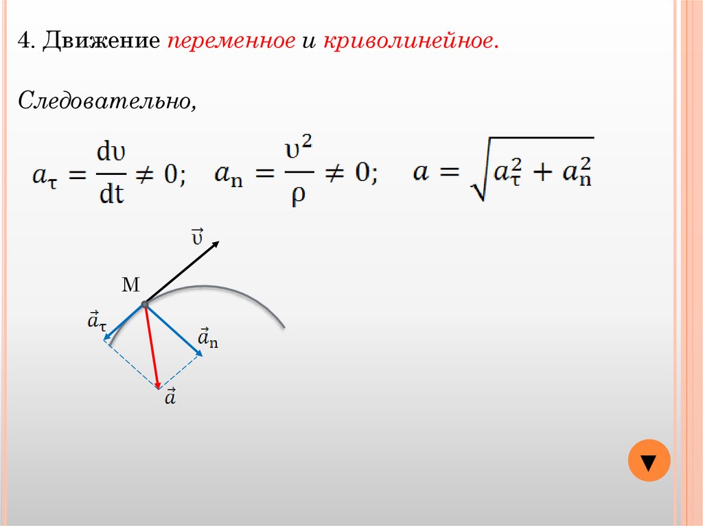 Время движения точки. Переменное движение точки. Частные случаи движения точки. Равномерное переменное движение точки. Частные случаи криволинейного движения.