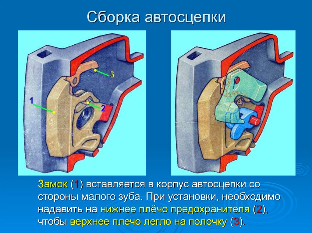 Порядок сборки автосцепки в соответствии с рисунком