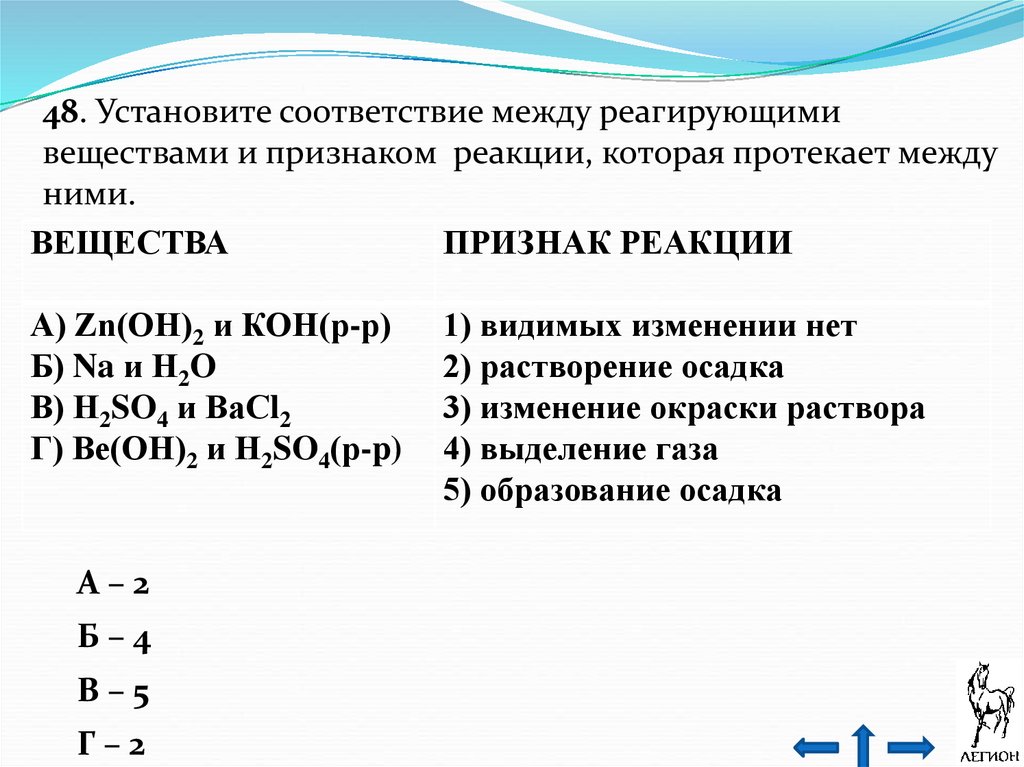 Установи соответствие реакции