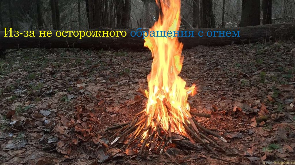 Из-за не осторожного обращения с огнем