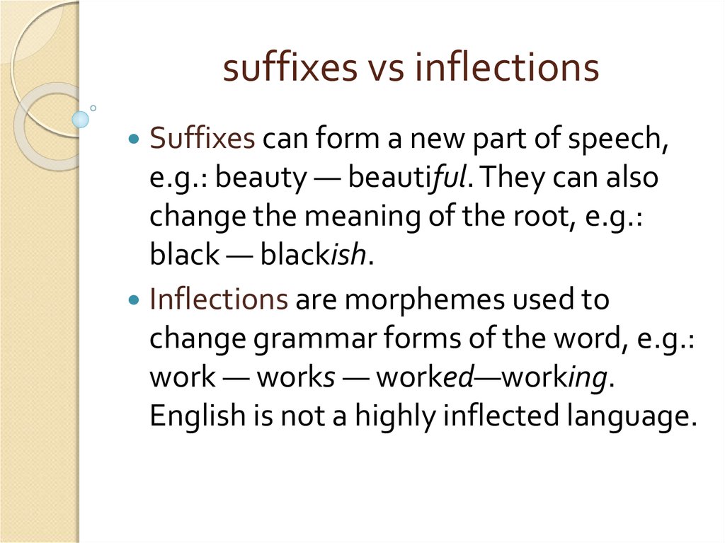 suffixes vs inflections