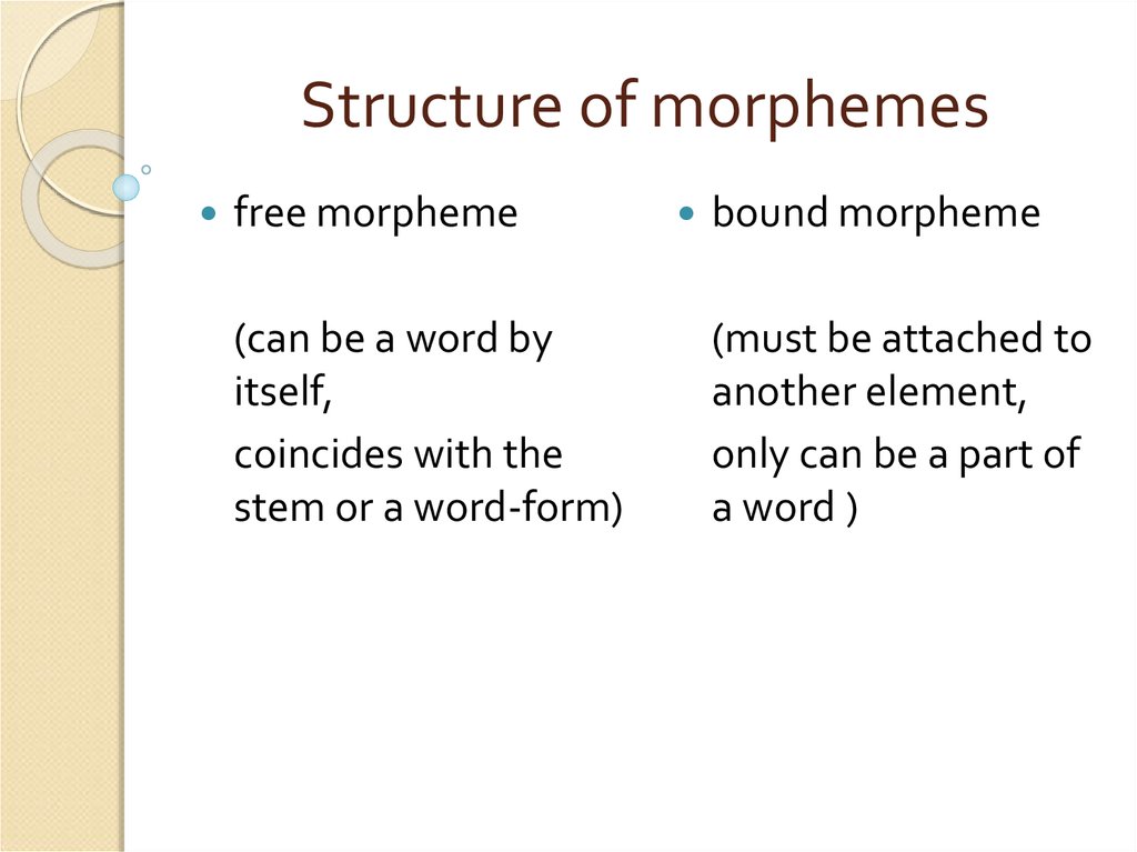 Structure of morphemes