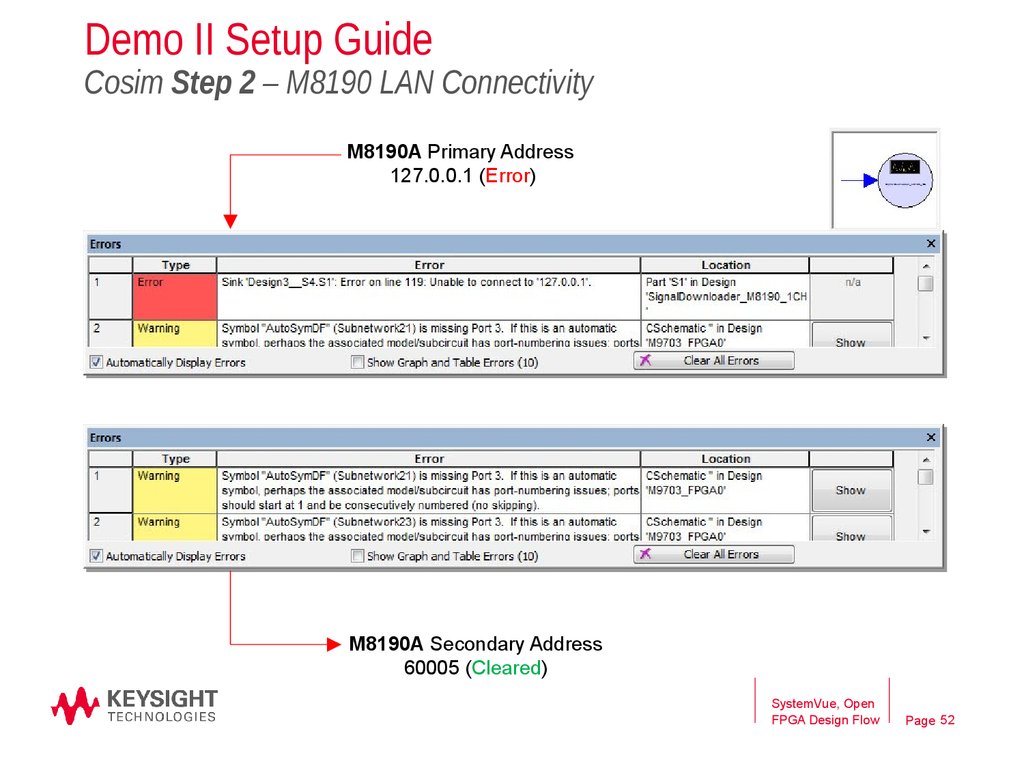 Demo II Setup Guide Cosim Step 2 – M8190 LAN Connectivity