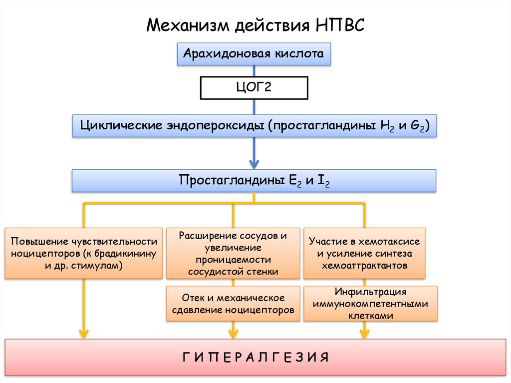 Механизм действия нпвс схема