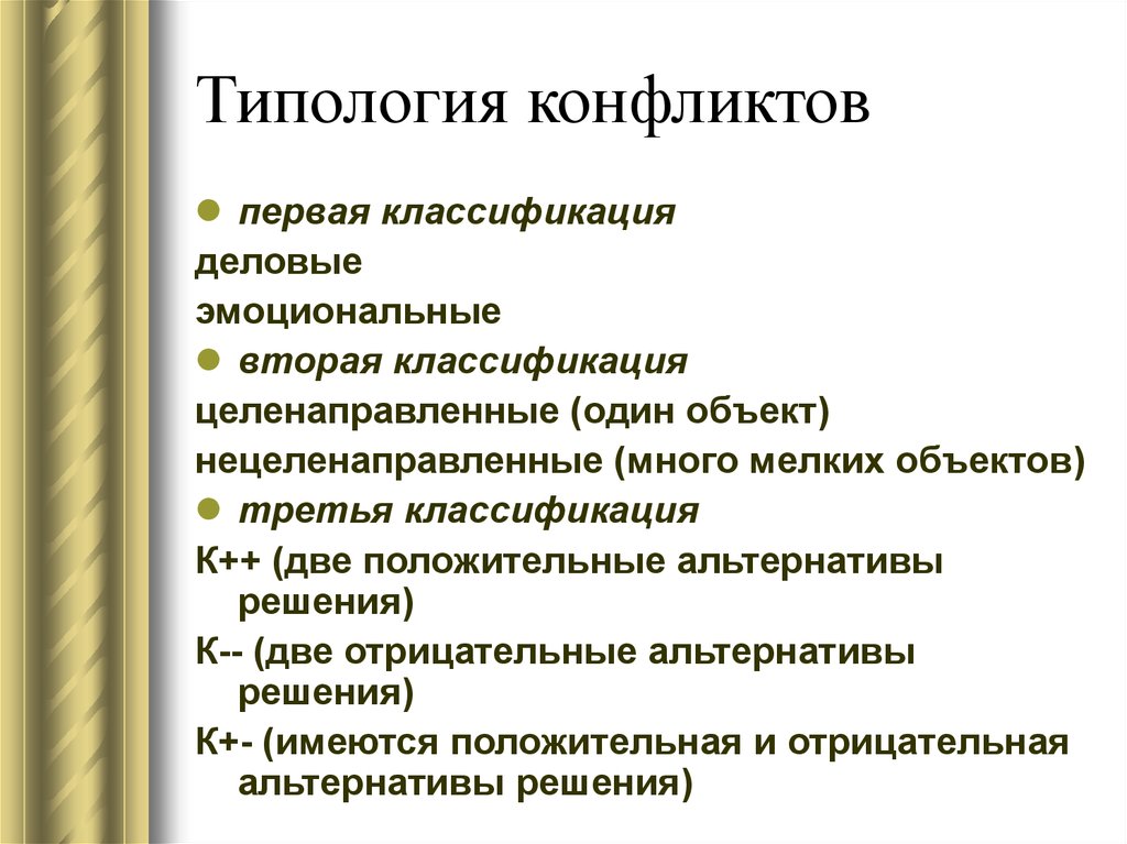 Типология конфликтов