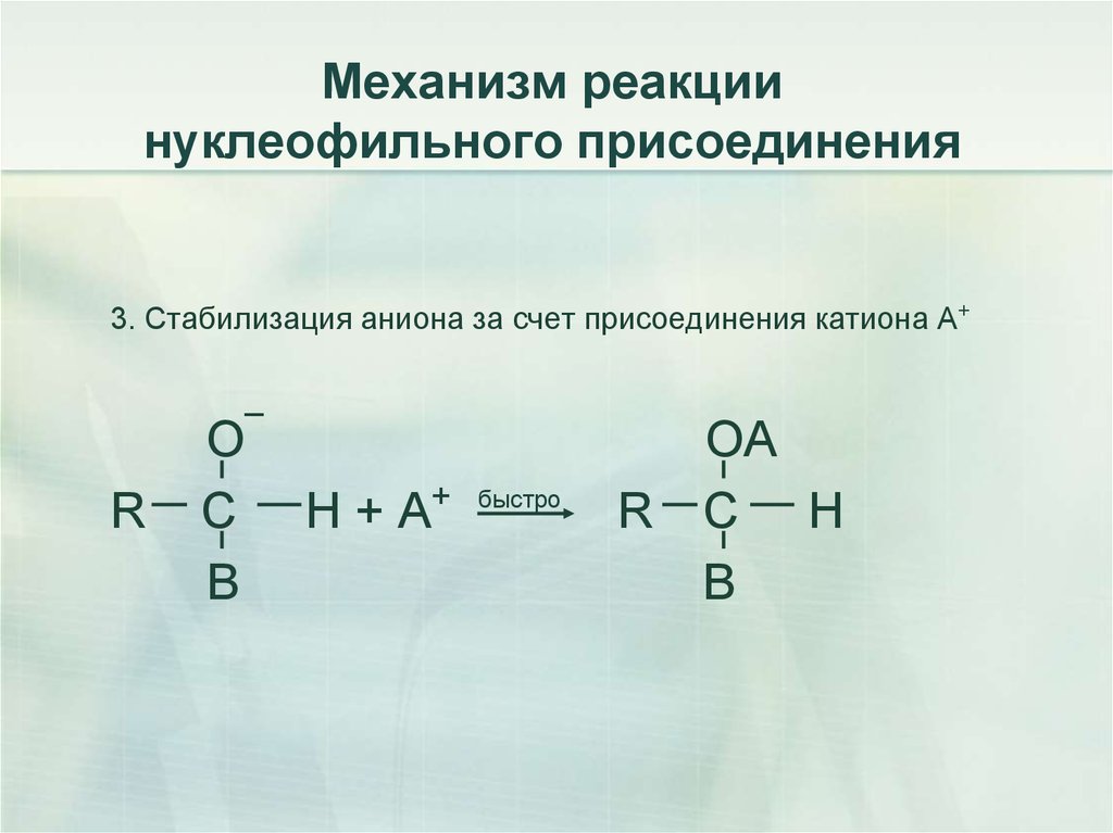 Активность в реакциях нуклеофильного присоединения