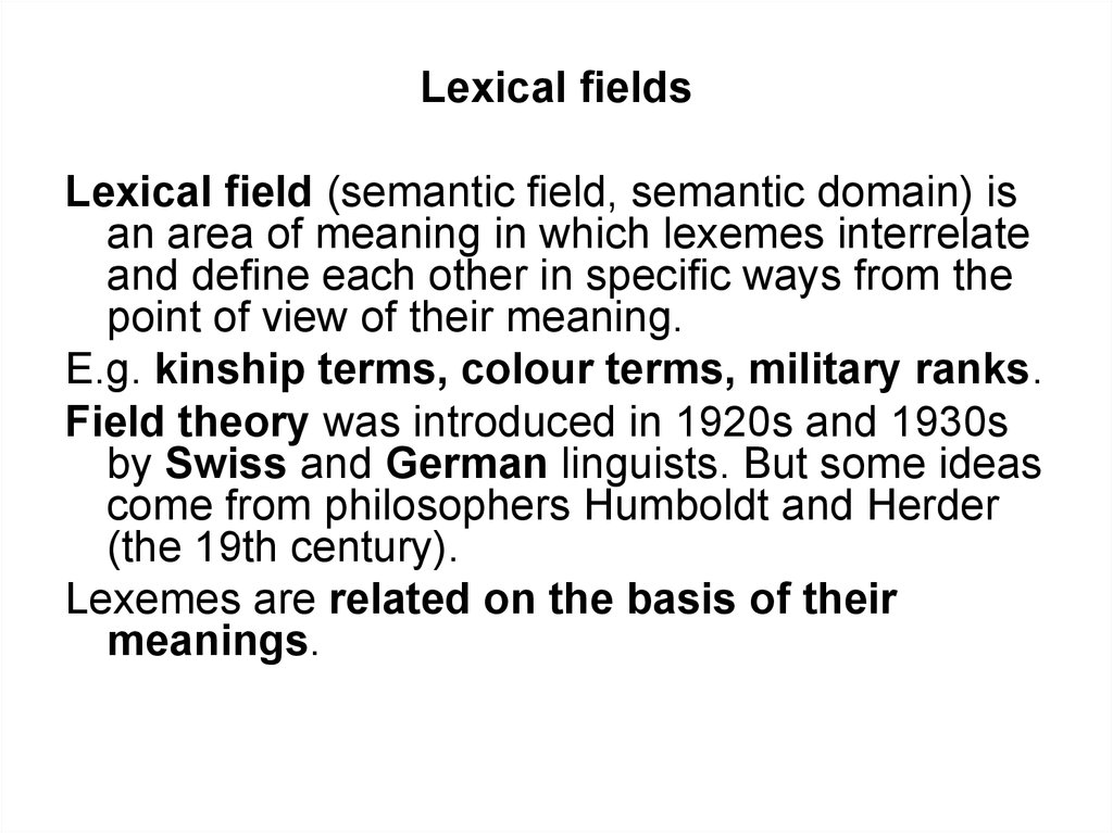 Each definition. Lexical field. Lexical semantic field. Lexical semantic field exercises. What Linguistic items do lexicologists study.