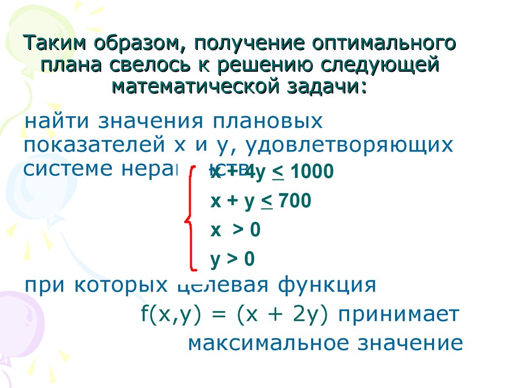 Требуется решить задачу поиска оптимального плана производства