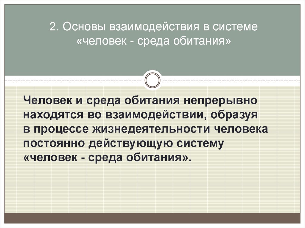 Проект на тему взаимодействие человека и среды обитания