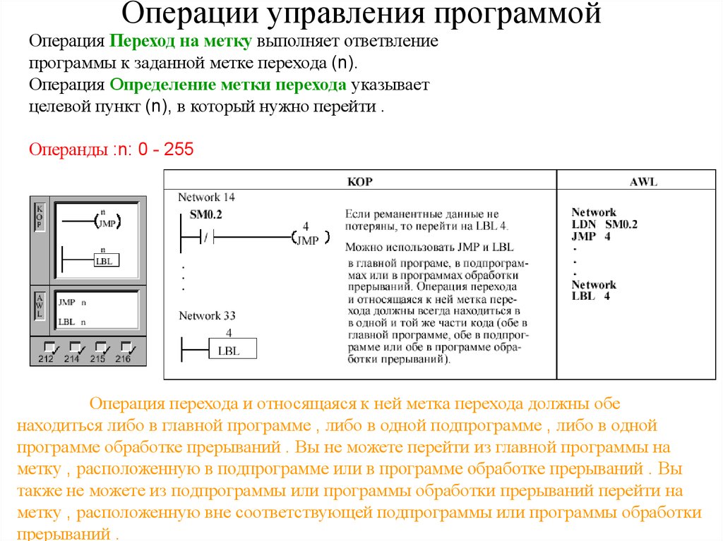 Операция и переход