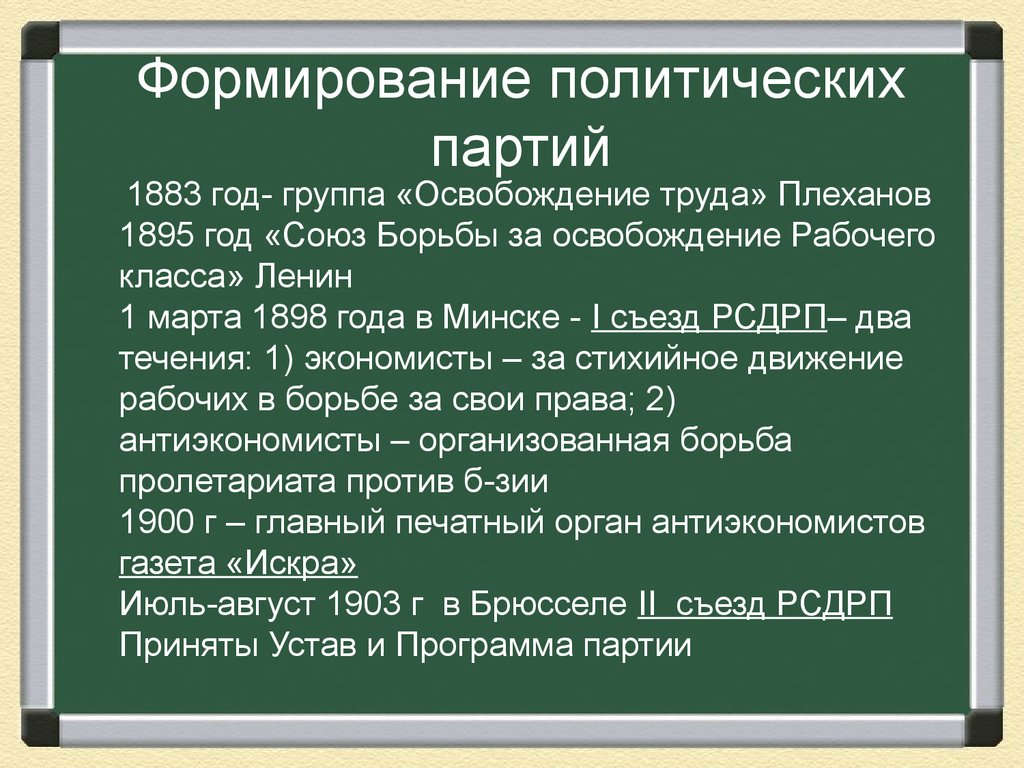 Политические партии россии 19 20 века