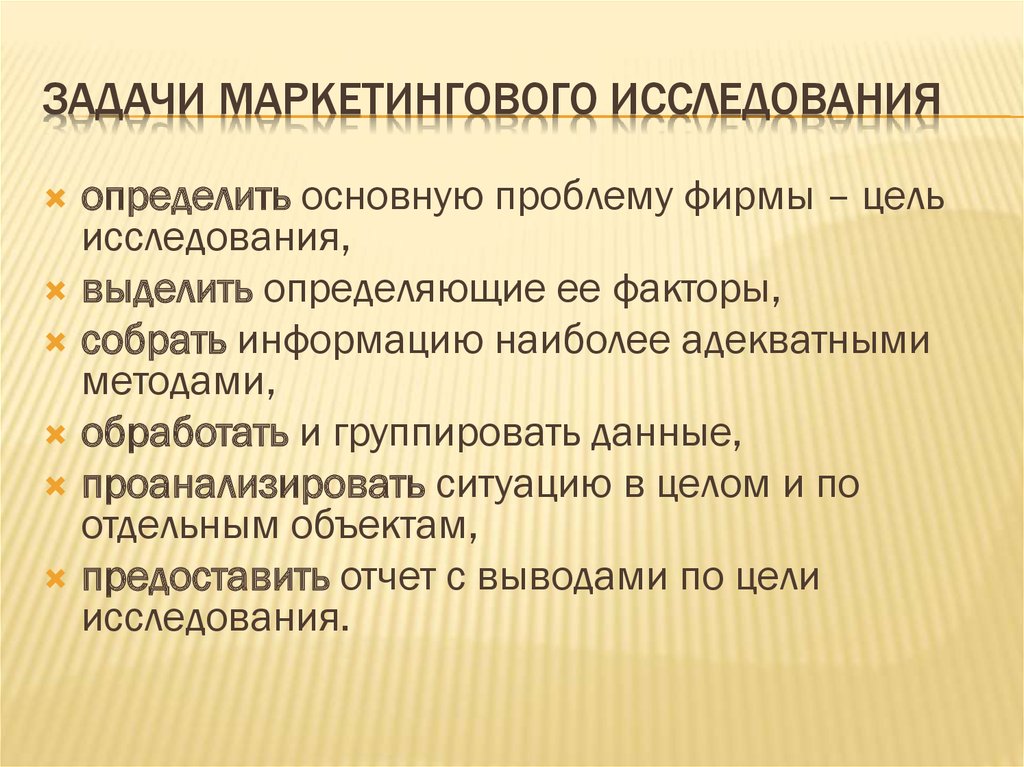 Задачи маркетингового проекта