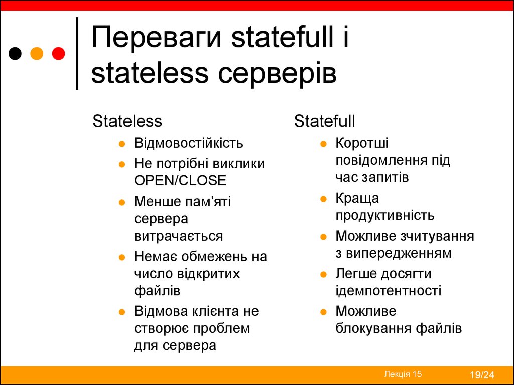 Переваги statefull і stateless серверів