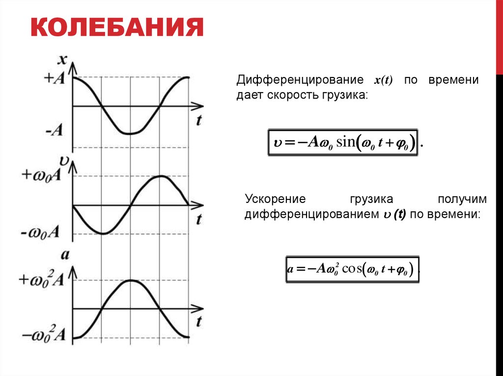 Ускорение колебаний. Графическое дифференцирование. Колебания и волны лекции. Дифференцирование сигнала по времени. Графическое дифференцирование пример.