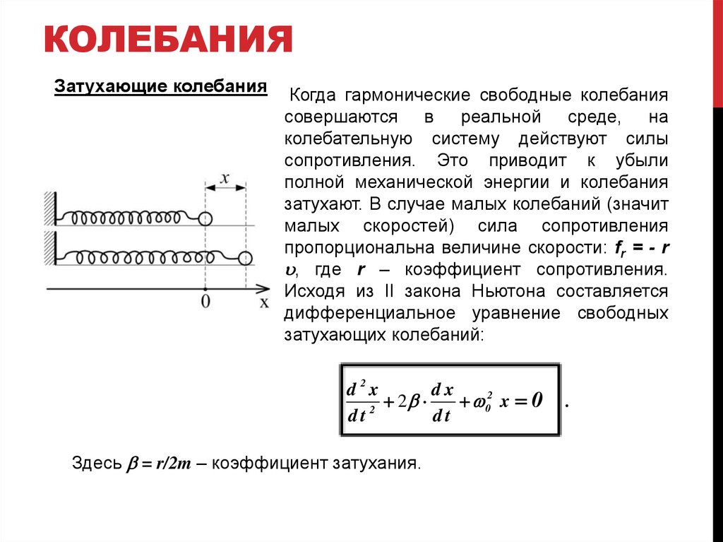 Свободная колебательная система. Вибрация механические колебания механизмов машин. Затухающие гармонические колебания. Свободные колебания лекция. Изменение энергии при затухающих колебаниях.