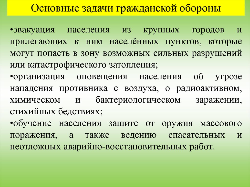 Реферат: Основы организации ведения гражданской обороны