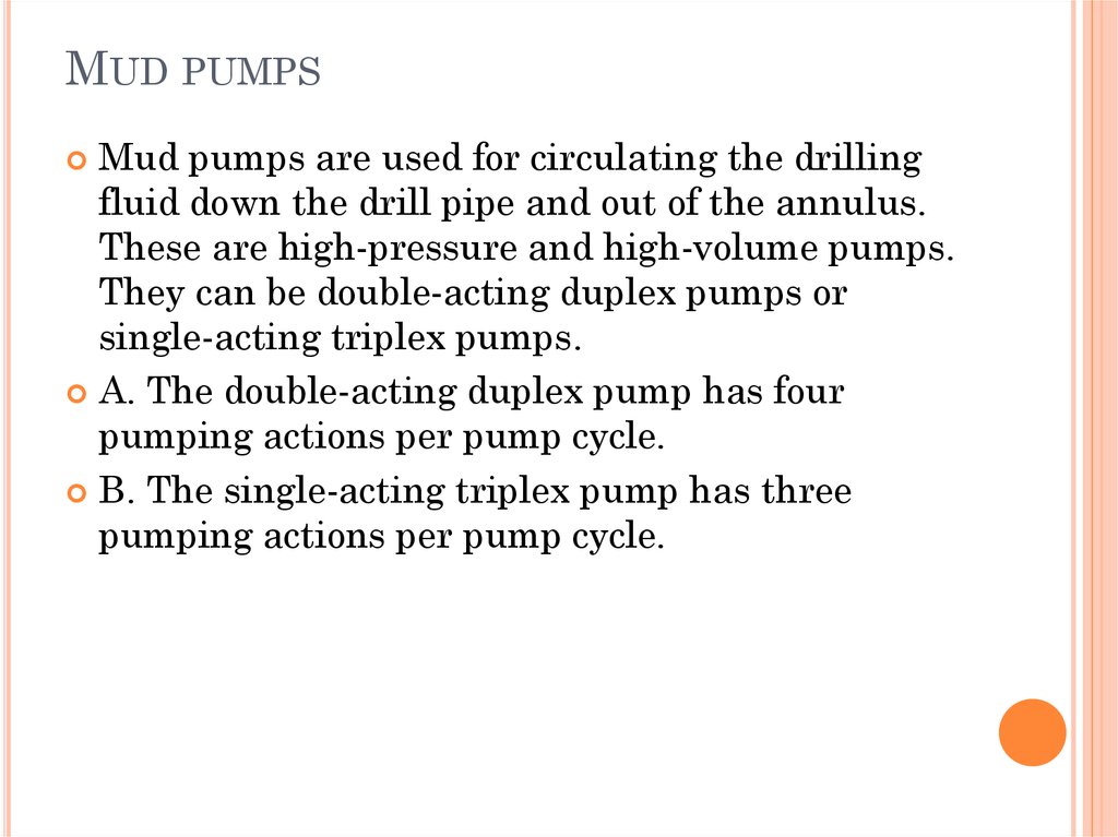Mud pumps