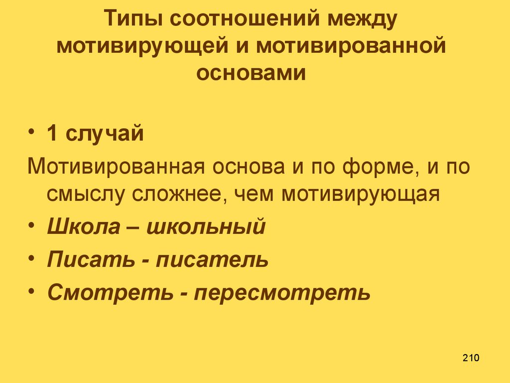 Типы соотношений между мотивирующей и мотивированной основами