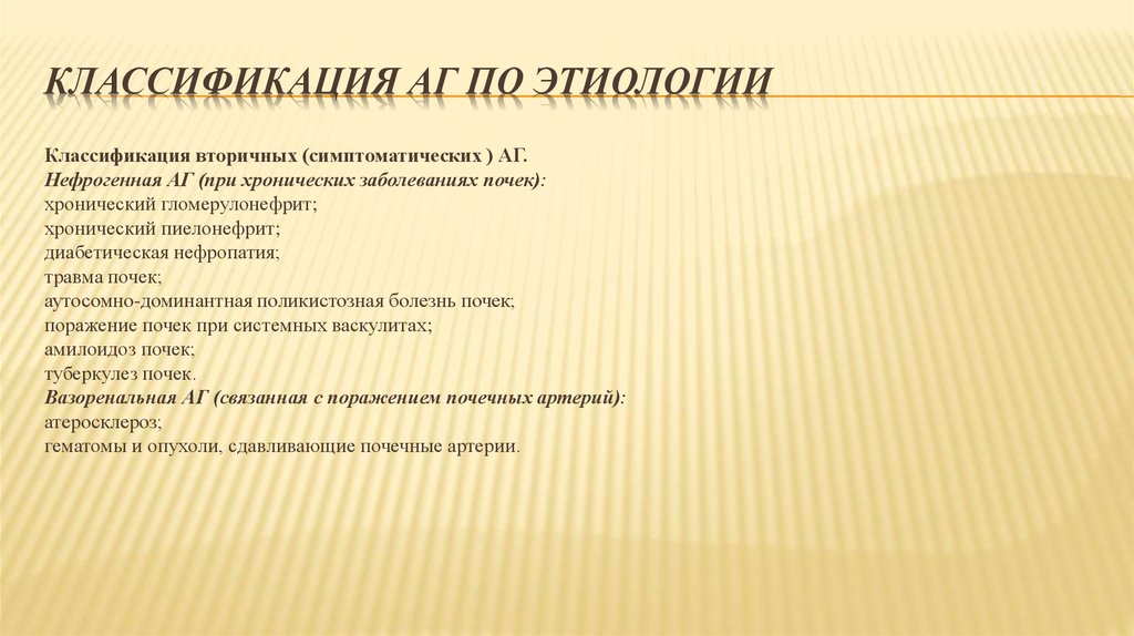 Классификация аг по этиологии