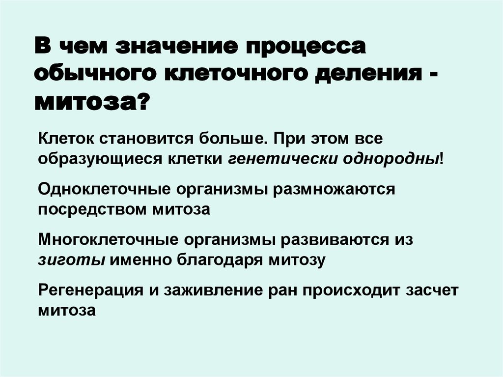 Process что значит. Деление клетки значение процесса. Образуются генетически однородные клетки это.