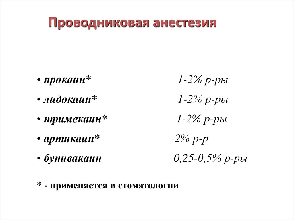 Для проводниковой анестезии применяют