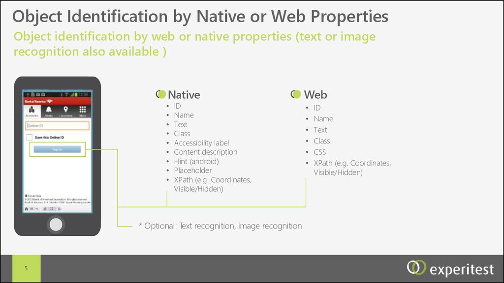 Object Identification by Native or Web Properties