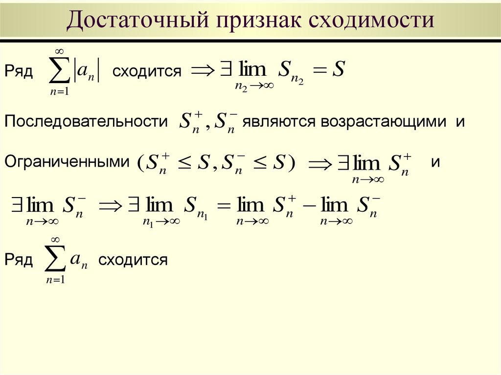 Признаки равномерной сходимости